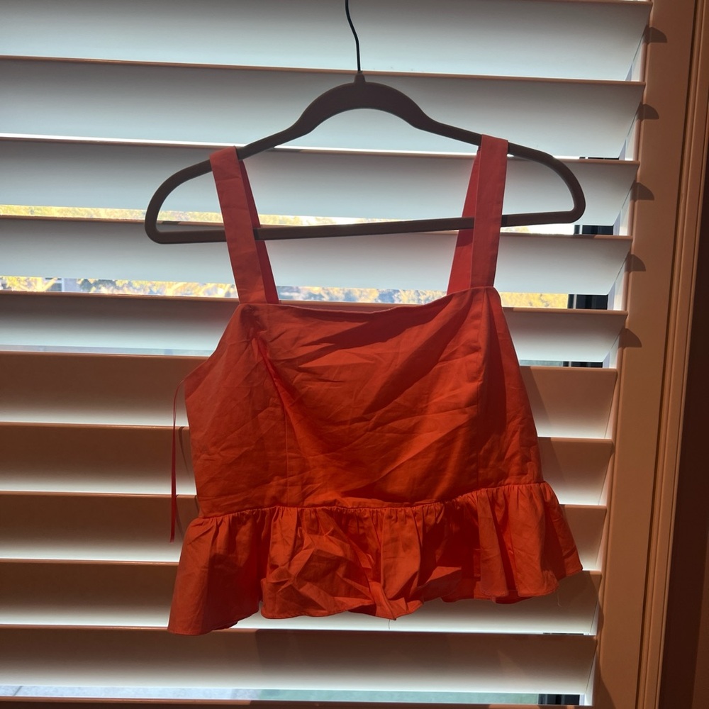 Vibrant Orange/Pink Women's Ruffle Top